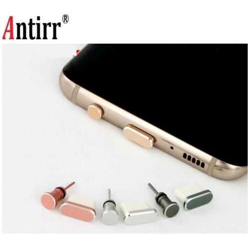 2 pcs 1 set Type C Anti Dust Plug Set USB Type-C Port and 3.5mm Earphone Jack Plug For Samsung Galaxy S8 S9 Plus Huawei P10 P20