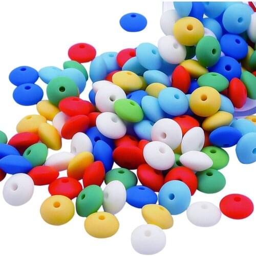 Cute-idea 20pcs 12mm Silicone Beads lentil Pearl Food Grade PBA Free DIY Pacifier Clip Chain Jewelry Baby Teething Beads Teether