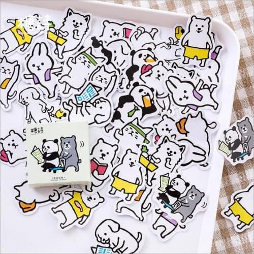 45 pcs/box Lovely Hand drawn animal mini paper sticker decoration DIY diary scrapbooking seal sticker kawaii stationery