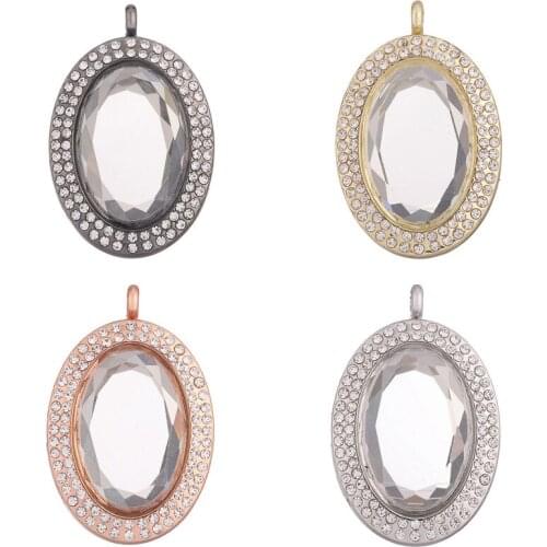 5Pcs/lot Living Oval Round Floating Photo Locket Pendant Making Aromatherapy Women Jewelry Supplies