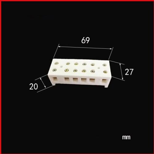 6 ceramic terminal block / high temperature insulated ceramic terminal /Long * wide * high=69*27*20