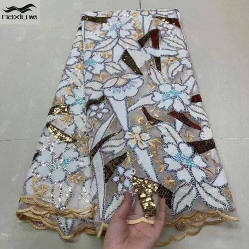 Madison African Velvet Lace Fabric Embroidered With Squins 5 yards/piece Nigerian Mesh Laces Fabrics