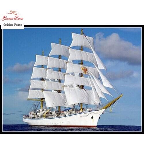 Golden panno,5D,diy diamond embroidery,Full,square,Diamond Painting,Cross Stitch,3D,diamond,Mosaic,Needlework,two sailboat 728S