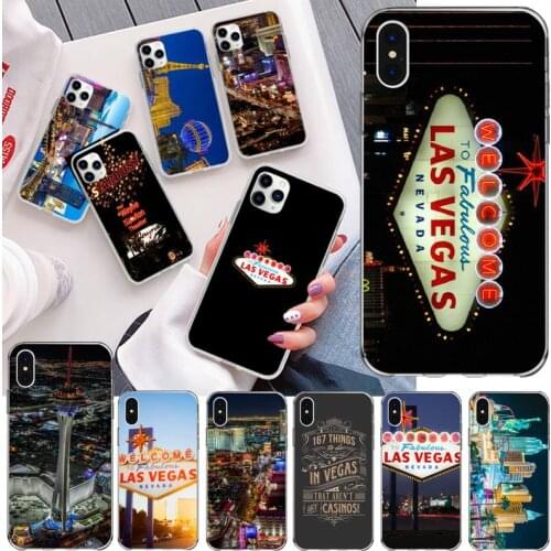 Las Vegas Strip North Side Nevada USA Black Phone Case for iphone 12 pro max 11 pro XS MAX 8 7 6 6S Plus X 5S SE 2020 XR cover