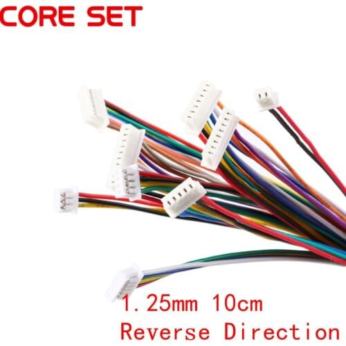 10Pcs XH 1.25 28AWG JST Double Electronic Wire Connectors 2/3/4/5/6/7/8/9/10Pin Cable Connector 10cm DIY Line Reverse Direction
