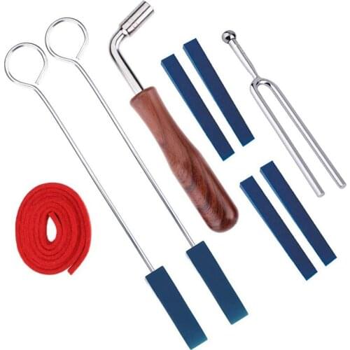 Piano Tuner Kit Include L Shape Piano Tuning Hammer Wrench 2 Red Temperament Strip 4 Mutes Handles and 2 Long Rubber Mutes 1 Tun