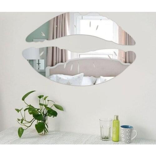 Lips Acrylic Mirror Wall Stickers Living Room TV Background Wall DIY 3D Decorative Mirror Stickers