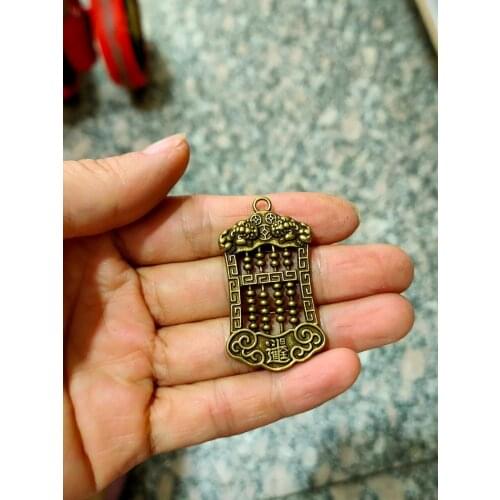 CHINA antique brass fengshui Abacus small Statue Metal crafts family decorations Necklace pandent
