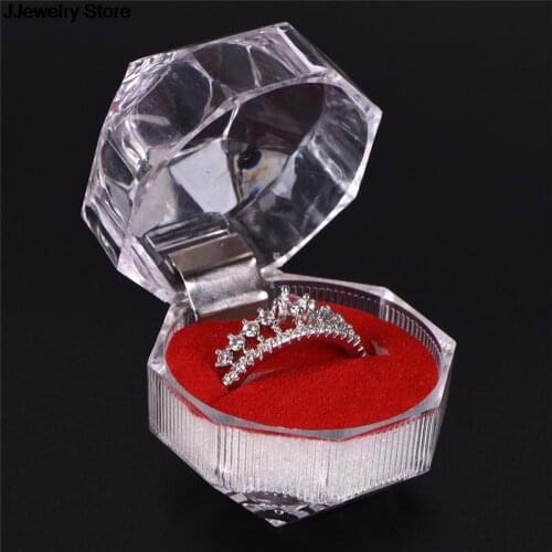 1PC Elegant Jewelry Package Ring Earring Box Portable Acrylic Transparent Wedding Packaging Jewelry Box
