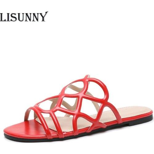 LISUNNY mountain 2020 summer flat slippers bohemia hollow roman women sandals open toe big size shoes for women slippers