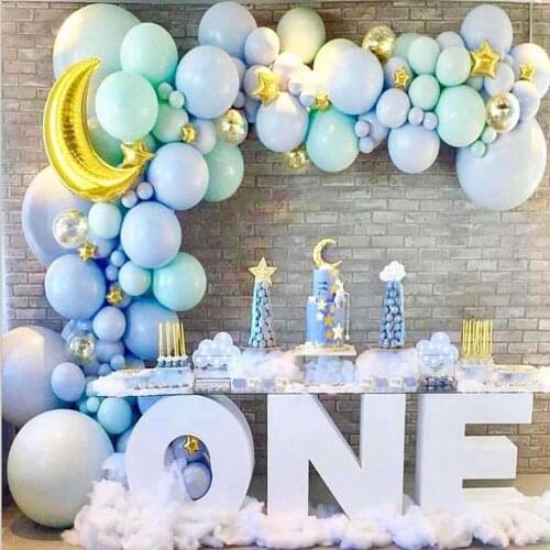 136pcs Tiffany Blue Balloon Birthday Party Ballon Garland Baby Shower Baloon One Year 1st First Birthday Party Decor Kid Globos
