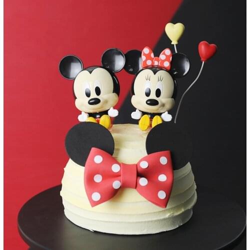 Mickey Mouse Minnie Anime Figure Cake Decoration Mickey Minnie Cartoon Action Figure Toy Birthday Cake Deco Home Baking Toys