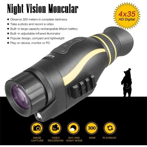 4X35 Infrared Digital Night Vision Device Image & Video Recording Multi-Function Day & Night Monocular IR Telescope for Hunting