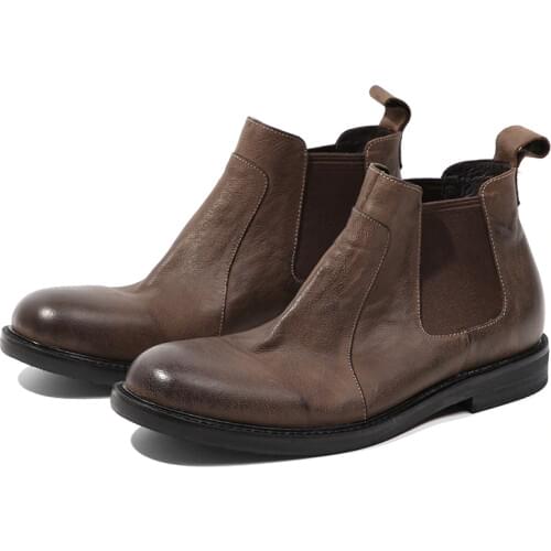 Men Ankle Martin Chelsea Boots High Luxury Trainers Genuine Leather Winter Snow Male Black Plush Men Boots Casual Flats Shoes