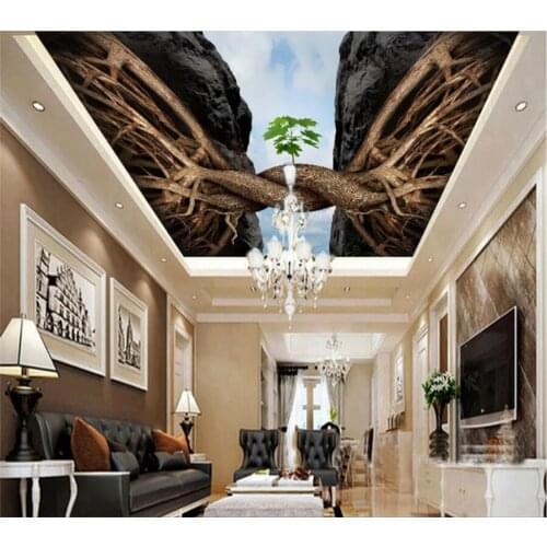 Beibehang Custom wallpaper mural cliff twisted big tree root zenith ceiling ceiling mural wall paper home decor carta da parati