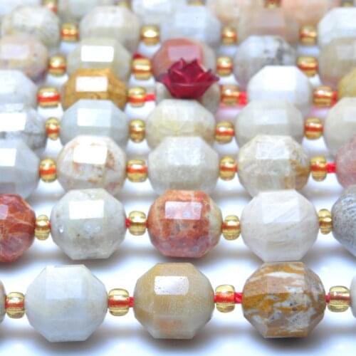 Natural Fossil Coral Jasper Faceted Double Terminated Point Beads Loose Gemstones Wholesale Jewelry Making Stuff Semi Precious S