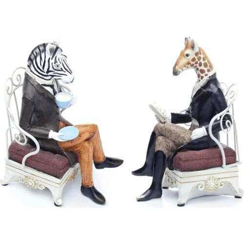 ONE PAIR CREATIVE GIRAFFE BOOK FILE OFFICE ANIMALS SCULPTURE DECORATION PRACTICAL NEW DESKTOP DECORATION RESIN CRAFT GIFT