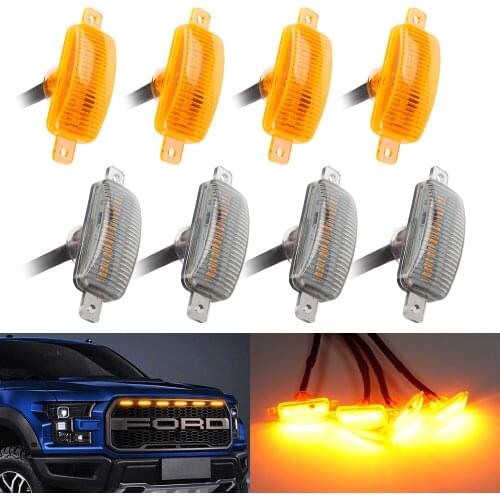 OKEEN 4pcs Grille LED Light For Car Universal 12V DRL Bulbs Amber Yellow Parking Warning Emergency Driving Lamps Auto Waterproof