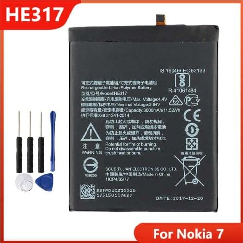 Original HE317 Phone Battery For Nokia 7 Nokia7 HE317 Replacement Rechargable Batteries 3000mAh