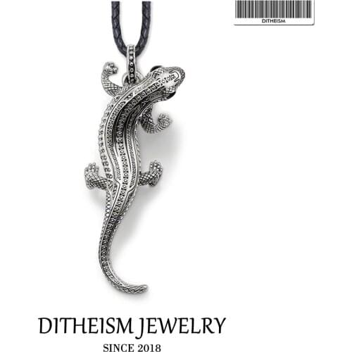 Leather Rope Necklace Salamander , 2018 New Fashion 925 Sterling Silver Jewelry European Punk Gift For Men Women Boy Girls