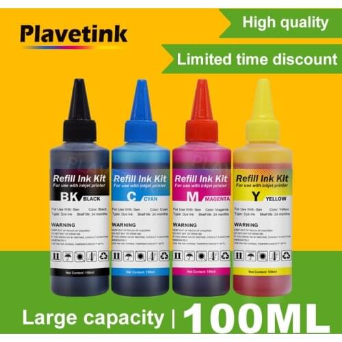 Plavetink 100ml Bottle Printer Dye Ink Refill 4 Color For Epson T1631 T1621 WF 2530 2540 2630 WF2630 Refillable Cartridges