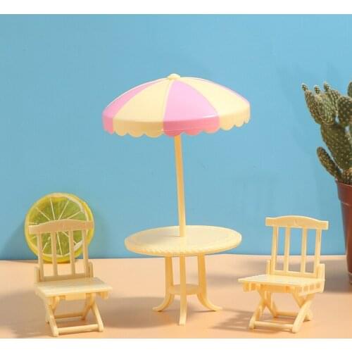 Mini Stripe Beach Table&Chair 1:12 Doll House Simulation Model Play House Toy Mini Beach Chair Diy Decor Gril Toy