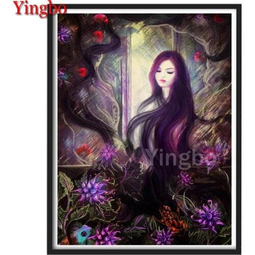 Full Round/Square 5d Diy Diamond Painting Princess Long Hair Girl Diamond Mosaic Embroidered with Rhinestones,Wall Art Craft