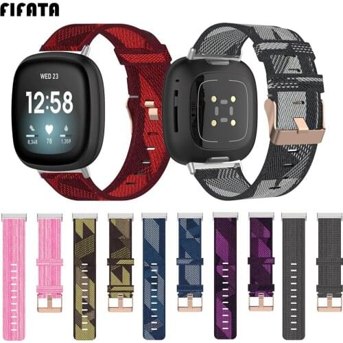 FIFATA Camouflage Nylon Canvas Watch Strap For Fitbit Versa 3/Fitbit Sense Smart Watch Replacement Wristband For Fitbit Watch