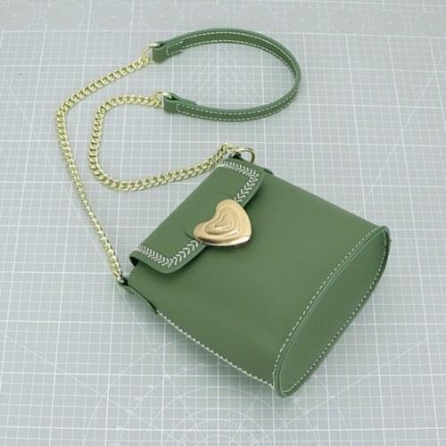 Handmade Bucket Women Chains Bag Genuine Leather Cowhide Shoulder Crossbody Bags Street Leisure Small Bag Black Bolsos Mujer