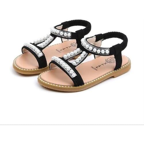 2021 Childrens sandals Girls Fashion pearl sandals summer girl Princess shoes Soft-soled non-slip sandals flat sandals