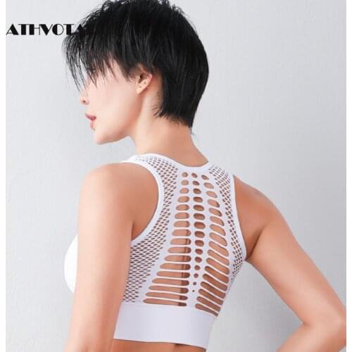 ATHVOTAR Sports Bra Sleeveless Hollow Out Shockproof Gathering Bralette Beautiful Back Breathable Breathable Slim Bras Women