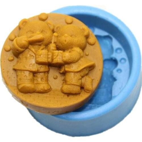 Wedding Valentine Bear Couple Lovers Brush Teeth 3D Silicone Soap DIY Mold Craft Art Candle Mould Soap Making Handmade Soap Mold