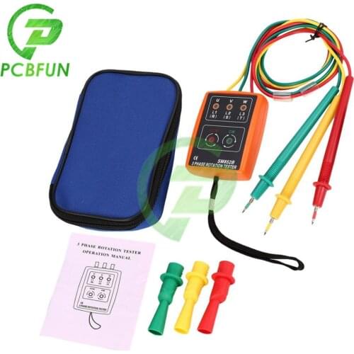 3 Phase Rotation Tester Digital Phase Indicator Detector LED Buzzer SM852B Phase Sequence Meter Voltage Tester 60V~600V AC