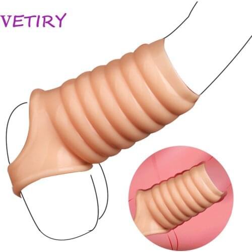 Dick Sleeve Penis Enlargement Condoms Penis Ring Foreskin Correction Cock Ring Delay Ejaculation Time Delay Sex Toys For Men