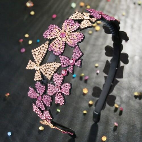 Fashion Simplicity Bow Head Wear Luxury Headband for Women Rhinestone Non-slip Border Girls Hairpin Fancy Hair Accessories Gift