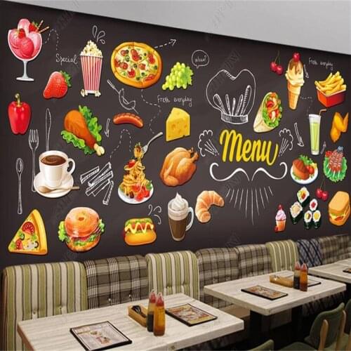 Western Restaurant Background Wall Paper 3D Fast Food Restaurant Snack Bar Industrial Decor Mural Wallpaper Papel De Parede 3d