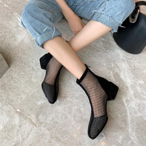 2020 new Classic Mesh Sandal Boots Women Summer Boots Lady Breathable Shoes Sexy zip Woman Ankle Boots 32-43 zapatos mujer