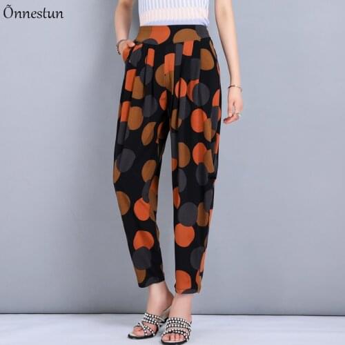Woman Pants Plus Size Womens Clothing Summer Spring Chiffon Pants For Women Print Thin Mother Harem Pants