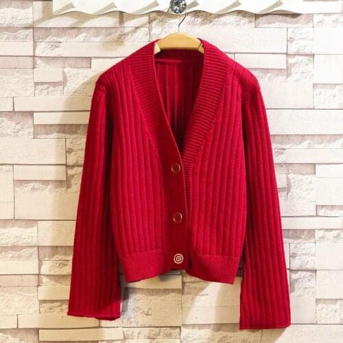 Women 2020 Spring Autumn Fashion Knit Cardigan Female V-neck Dropped Long Sleeve Casual Chic Sweater Tops New Outwear Tide G64