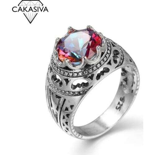 Womens 925 Thai Silver Ring Fashion Colorful AAA Zircon Ring Wedding Birthday Festival Gift Jewelry Ring
