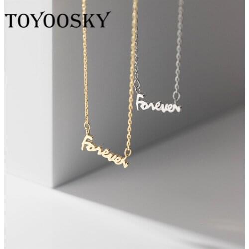 New 925 Sterling Silver Letter Forever Pendant Necklace for Women Link Chain Alphabet Necklaces Promise Jewelry Girl Gift
