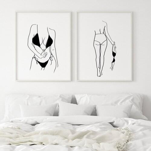 Woman Body One Line Drawing Canvas Painting Abstract Female Figure Art Prints Nordic Minimalist Poster Bedroom Wall Art Decor