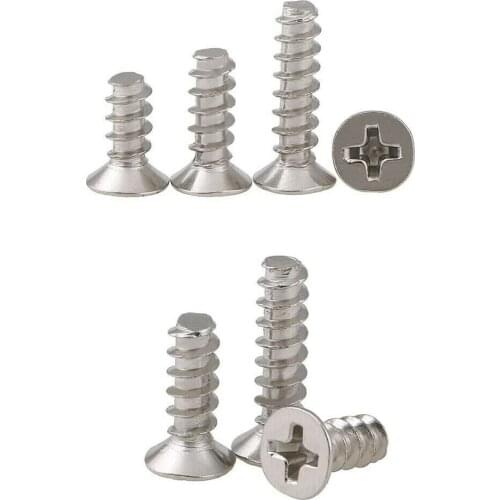 200PCS M1.4-M2.6 Nickel-plated cross countersunk head tapping screws glasses small screws