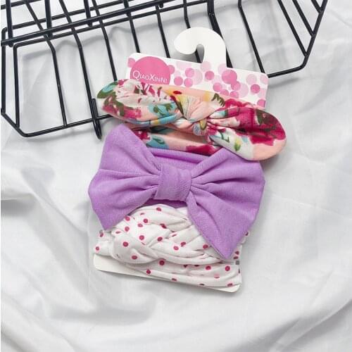 3Pcs/set Baby Girls Boys Headbands Toddler Hair Band Solid Newborn Elastic Accessories Set Cotton Bow Beadwear For Bbay