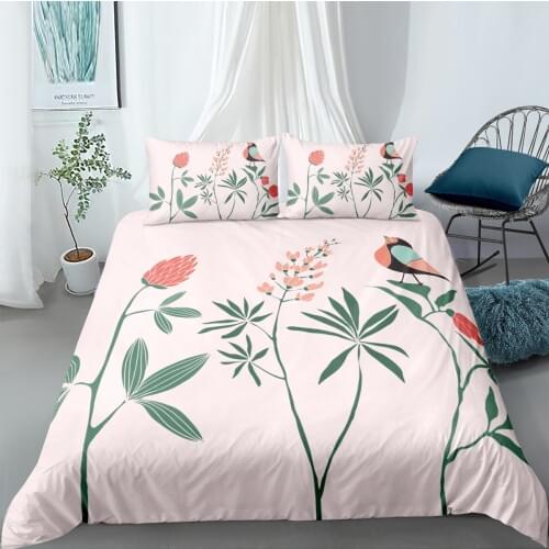 3D Duvet Cover Sets Bedding Set Comforter Covers Pillow Covers King Queen Full Double Size Plant and Bird Custom Home Texitle