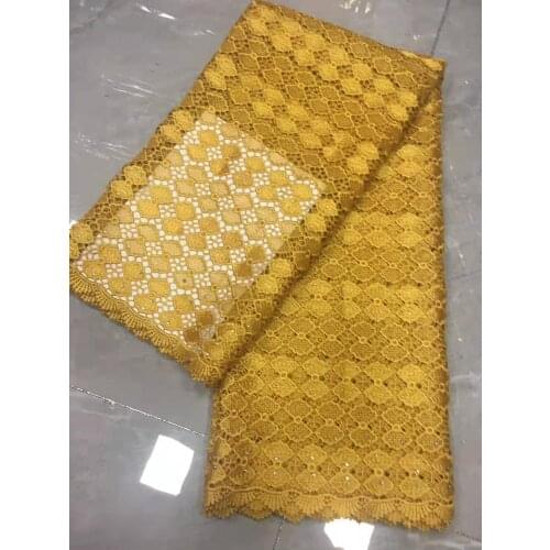 5 Yards African Guipure Lace Fabric With Stones Water Soluble Cord Lace fabric for Women Party Dress