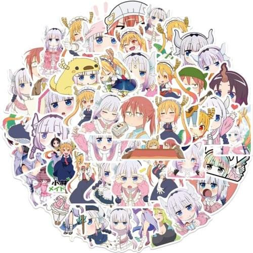 50pcs Miss Kobayashis Dragon Maid Cartoon Children Stickers Skateboard Guitar Suitcase Girls Waterproof scrapbooking Sticker
