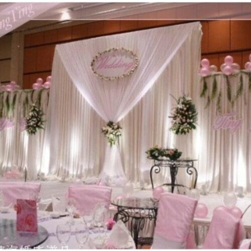 White Wedding Backdrops Curtain with Three Detachable Swag Party Decoration Background Curtain
