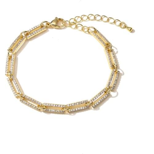 HECHENG,Geometric Rectangle for Women Bracelet Cubic Zirconia Bracelet Brass Bracelet Jewelry Wholesale