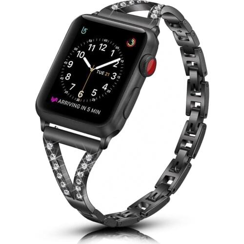 Slim Diamond Women Bracelet for Apple Watch SE Band Series 6 5 4 3 Metal Strap 40mm 44mm 38mm 42mm for iWatch Adjustment Belt